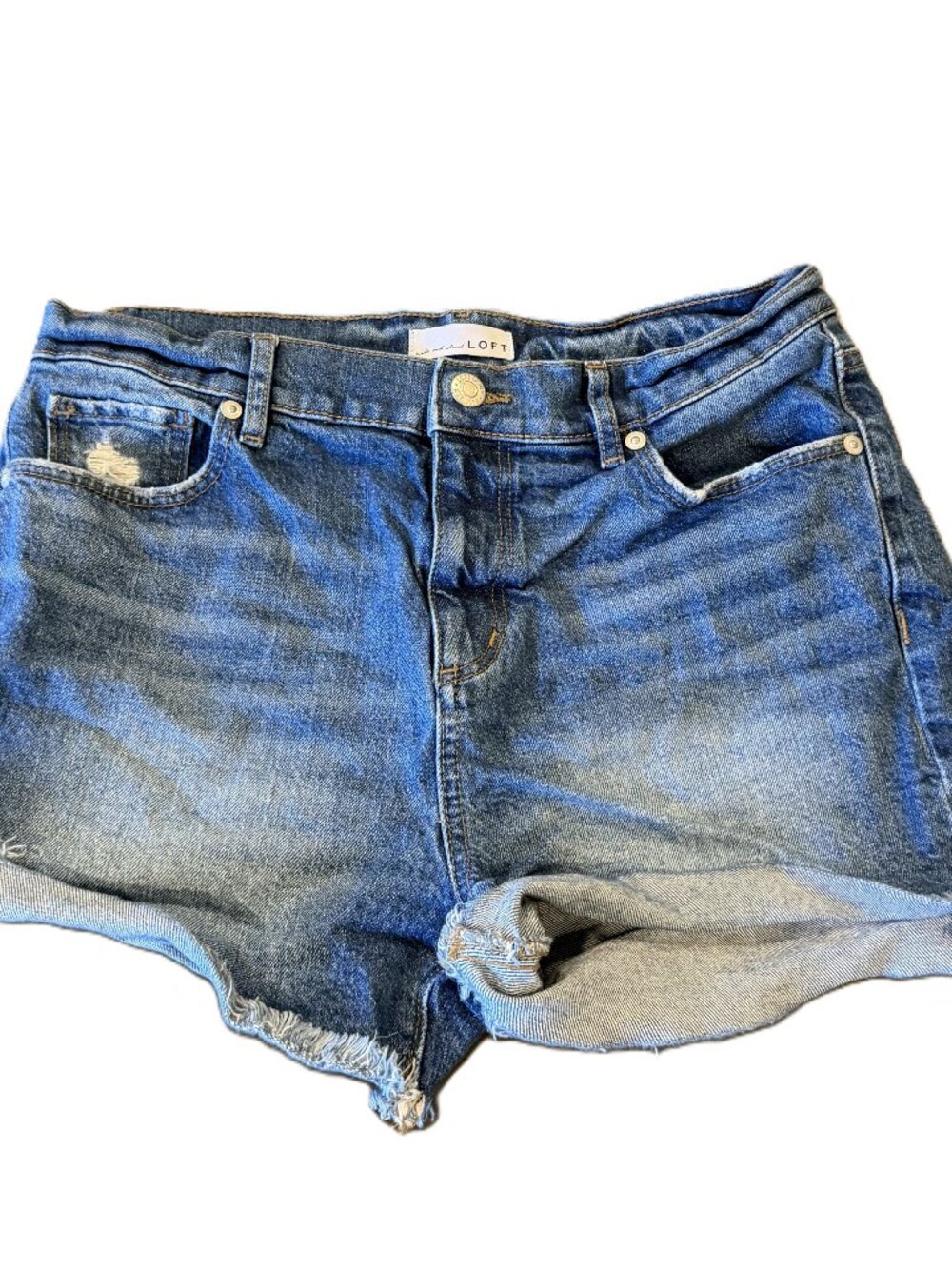 LOFT Women's Cuffed Denim Shorts Medium Wash Size 26/2 Casual